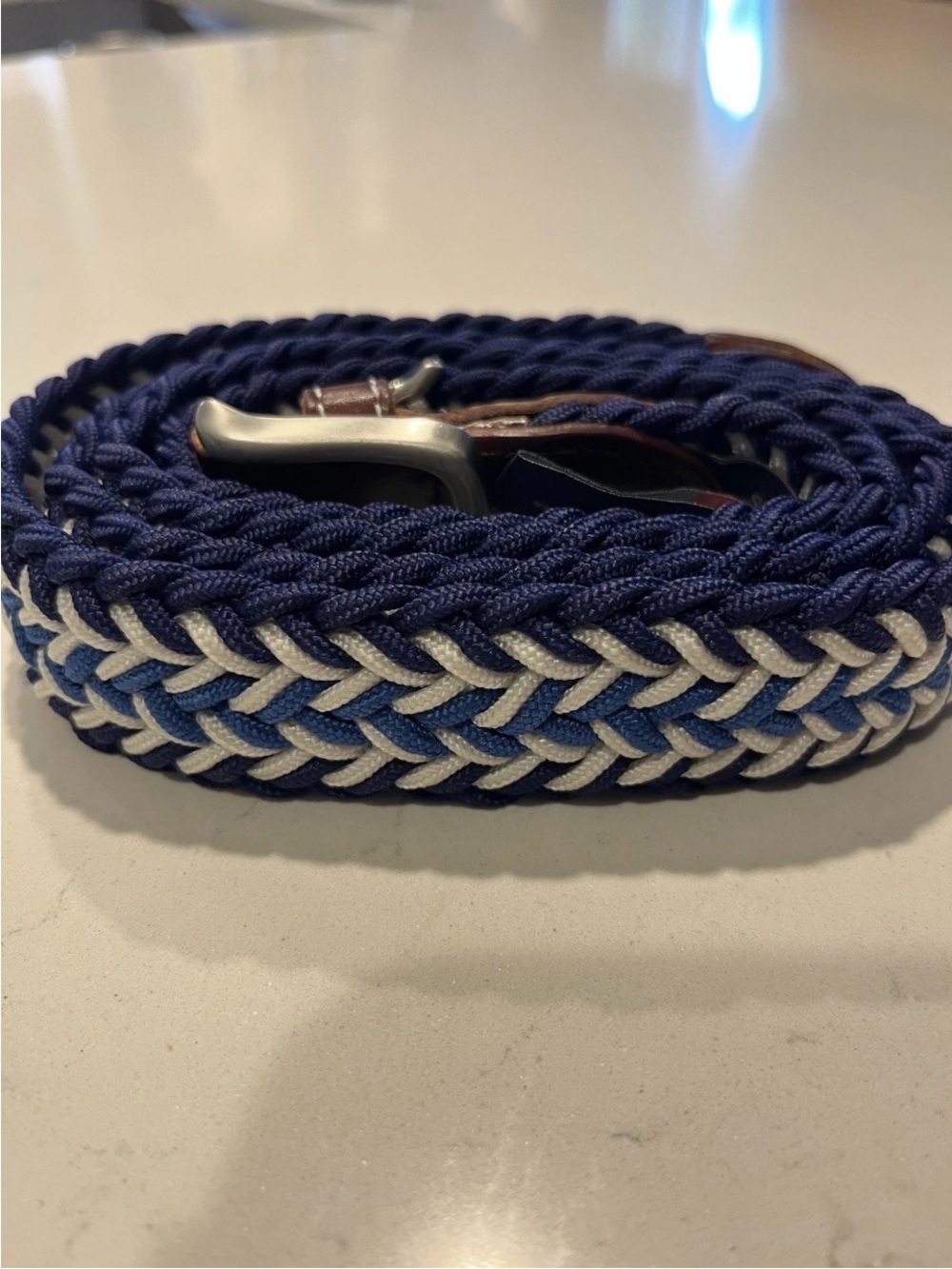 VINEYARD VINES Navy & White Woven Braided Belt NWOT sz 46 - Picture 3 of 5